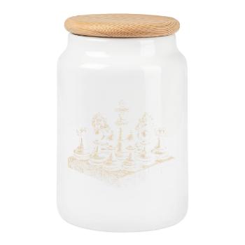 Vintage Chess Design for Chess Lovers Classic - Cookie Jar with Wooden Lid - white - Front