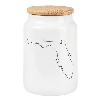 Florida outline map - Cookie Jar with Wooden Lid - white - Front