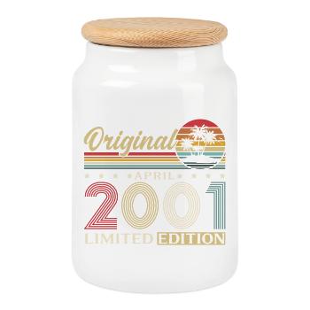 Cadeau du 25e anniversaire Mari Original avril 2001 - Boîte à biscuits avec couvercle en bois - blanc - Devant