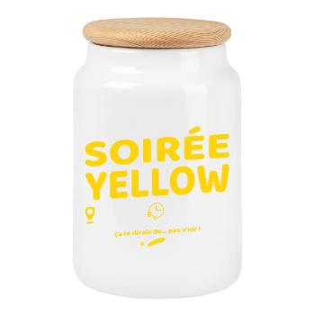 Soirée Yellow ! Soirées culte de Brice - Boîte à biscuits avec couvercle en bois - blanc - Devant