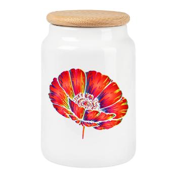 Pop Art néon Pop Art Décor Fleur Couleur - Boîte à biscuits avec couvercle en bois - blanc - Devant