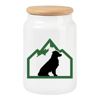 Crête extérieure des Dog Mountains - Boîte à biscuits avec couvercle en bois - blanc - Devant