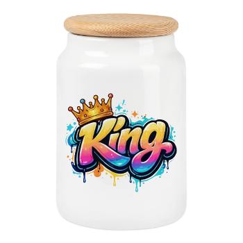 Roi royal du graffiti - Boîte à biscuits avec couvercle en bois - blanc - Devant