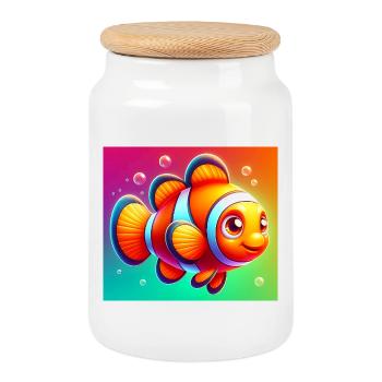 Clownfish - Cookie Jar with Wooden Lid - white - Front