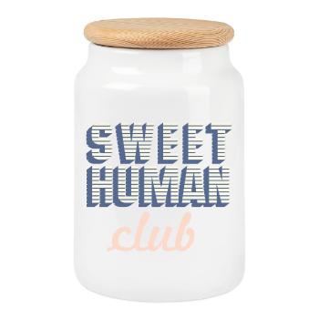 Sweet Human Club Logo - Cookie Jar with Wooden Lid - white - Front