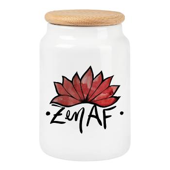 Éclat de feuille aquarelle rouge - Boîte à biscuits avec couvercle en bois - blanc - Devant