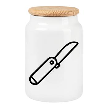 couteau suisse - Boîte à biscuits avec couvercle en bois - blanc - Devant