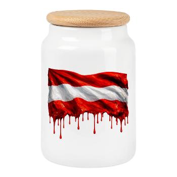 Austrian flag in bright colours - Cookie Jar with Wooden Lid - white - Front