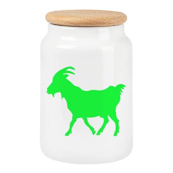 GOAT Goat neon green - Cookie Jar with Wooden Lid - white - Front