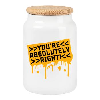Tu as tout à fait raison, logo drôle d’IA sarcastique - Boîte à biscuits avec couvercle en bois - blanc - Devant