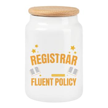 School Secretariat Funny School Office Team Design - Cookie Jar with Wooden Lid - white - Front