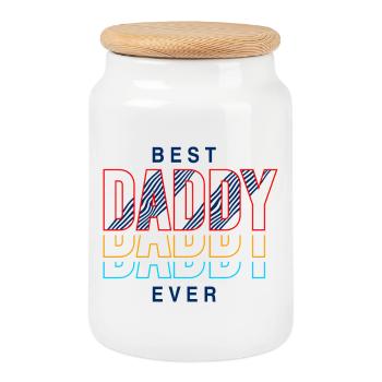 Best Dad Ever Retro Shirt - Cookie Jar with Wooden Lid - white - Front