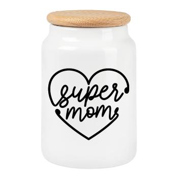 Super Mama Shirt - Keksdose mit Holzdeckel - Weiß - Vorne