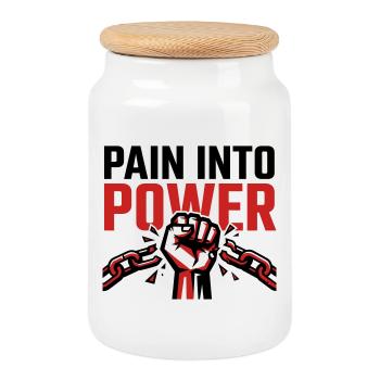 Pain Became Strength - Resilience Tshirt - Cookie Jar with Wooden Lid - white - Front