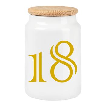 18. 18 JAHRE ALT. 18-JÄHRIGES JUBILÄUM. 18. GEBURTSTAG. - Keksdose mit Holzdeckel - Weiß - Vorne