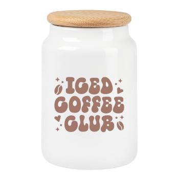 Iced coffee club latte aesthetic - Cookie Jar with Wooden Lid - white - Front