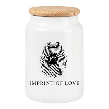 Empreinte de patte de chien Amant de l’animal de compagnie - Boîte à biscuits avec couvercle en bois - blanc - Devant