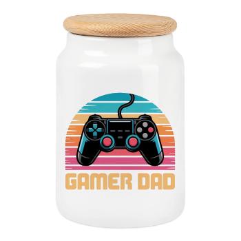 Gamer Dad Retro Controller Sunset Zocken Zocker - Keksdose mit Holzdeckel - Weiß - Vorne