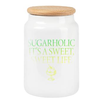 Sugarholic It's A Sweet Life - Cookie Jar with Wooden Lid - white - Front