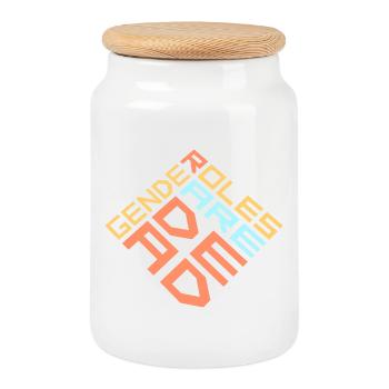 Gender Roles Are Dead Statement Freedom Saying - Cookie Jar with Wooden Lid - white - Front