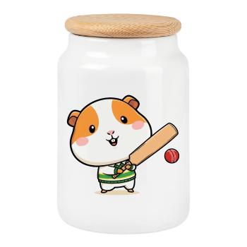 Süßes Cricket Meerschweinchen Cartoon - Keksdose mit Holzdeckel - Weiß - Vorne