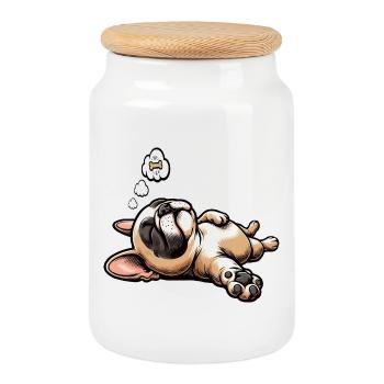 Bouledogue français Frenchie Propriétaire de Frenchie - Boîte à biscuits avec couvercle en bois - blanc - Devant