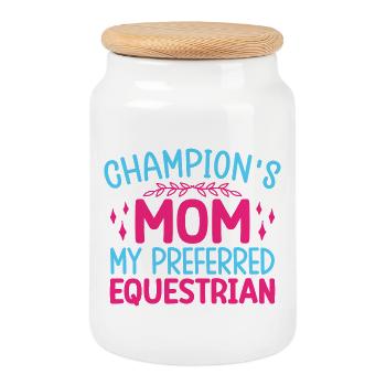 Hobby Horse Rider MOm Preferred Equestrian English - Cookie Jar with Wooden Lid - white - Front