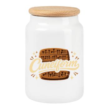Ancient Mesopotamia, Sumerian - Cookie Jar with Wooden Lid - white - Front