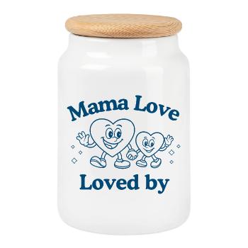 Mom Love Maternité Cadeau personnalisé pour maman - Boîte à biscuits avec couvercle en bois - blanc - Devant