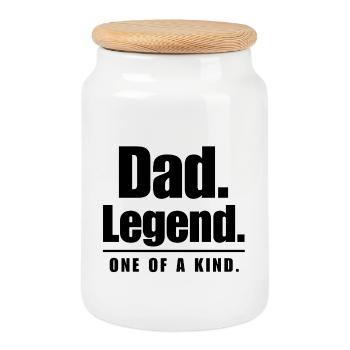 Dad Legend Unique Father's Day - Cookie Jar with Wooden Lid - white - Front