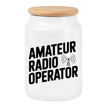 Amateurfunker - Keksdose mit Holzdeckel - Weiß - Vorne