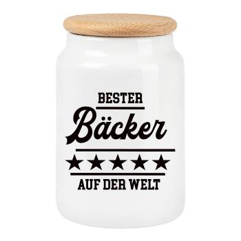 Bäcker Bester Handwerker Bäckerei Baecker Konditor - Keksdose mit Holzdeckel - Weiß - Vorne