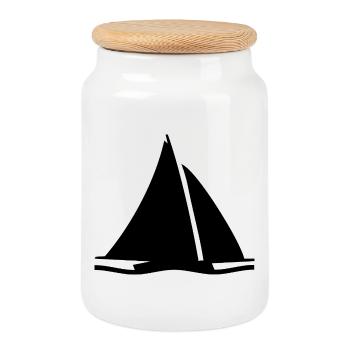 Voile - Boîte à biscuits avec couvercle en bois - blanc - Devant