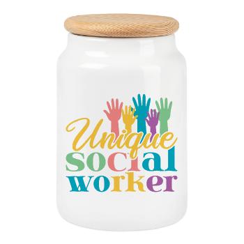 Social Worker Quote Unique Social Work - Cookie Jar with Wooden Lid - white - Front