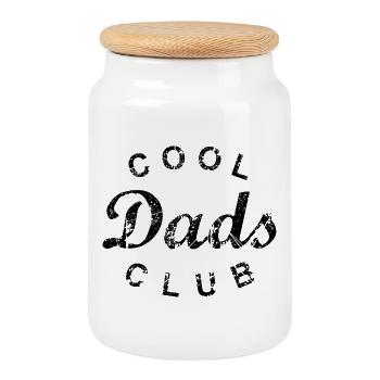 Cool Dads Club Dad Father's Day Gift - Cookie Jar with Wooden Lid - white - Front