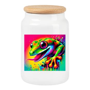 Gecko - Boîte à biscuits avec couvercle en bois - blanc - Devant