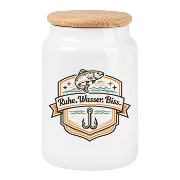 Ruhe Wasser Biss Badge - Keksdose mit Holzdeckel - Weiß - Vorne