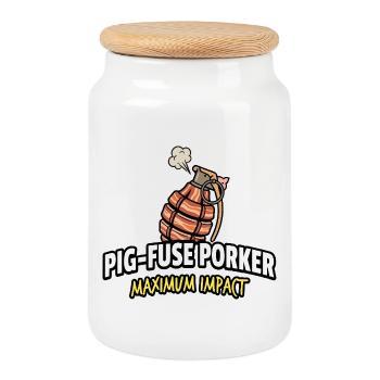 Pig-Fuse Impact Maximal - Boîte à biscuits avec couvercle en bois - blanc - Devant