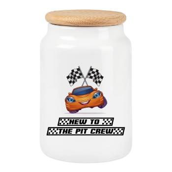 Nouveau dans The Pit Crew - Boîte à biscuits avec couvercle en bois - blanc - Devant