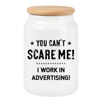 You Can’t Scare Me! I Work In Advertising! (Black) - Keksdose mit Holzdeckel - Weiß - Vorne