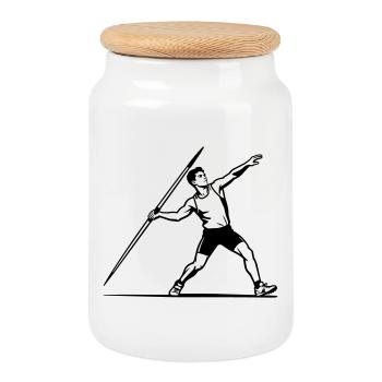 Lancer du javelot - Boîte à biscuits avec couvercle en bois - blanc - Devant