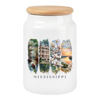 Mississippi Vacation Travel – Southern Charm - Cookie Jar with Wooden Lid - white - Front