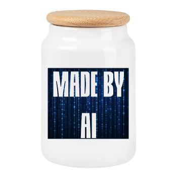 Hergestellt von AI Blue - Keksdose mit Holzdeckel - Weiß - Vorne