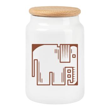 Elefant - Keksdose mit Holzdeckel - Weiß - Vorne