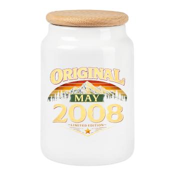 Cadeau du 18e anniversaire Original mai 2008 - Boîte à biscuits avec couvercle en bois - blanc - Devant