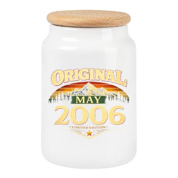 Cadeau du 20e anniversaire Original mai 2006 - Boîte à biscuits avec couvercle en bois - blanc - Devant