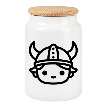 viking - Boîte à biscuits avec couvercle en bois - blanc - Devant