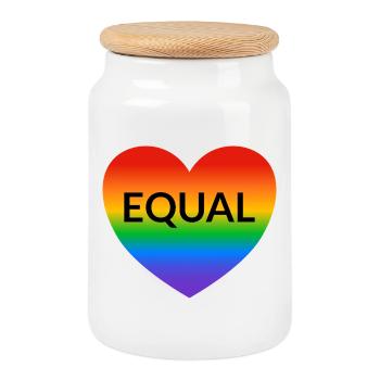 Fierté Arc-en-ciel au cœur égal - Boîte à biscuits avec couvercle en bois - blanc - Devant