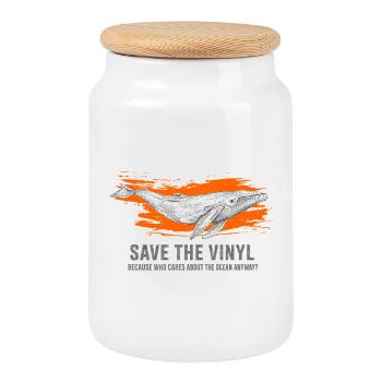 Art de sauvetage de baleines et vinyles - Boîte à biscuits avec couvercle en bois - blanc - Devant