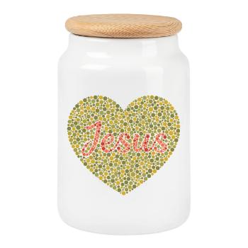 Jesus Loves You | Faith | Gift - Cookie Jar with Wooden Lid - white - Front
